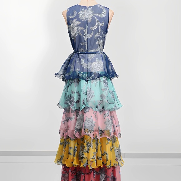 Designer-Style Layered Ruffled Women's Dress - Picture 10 of 12